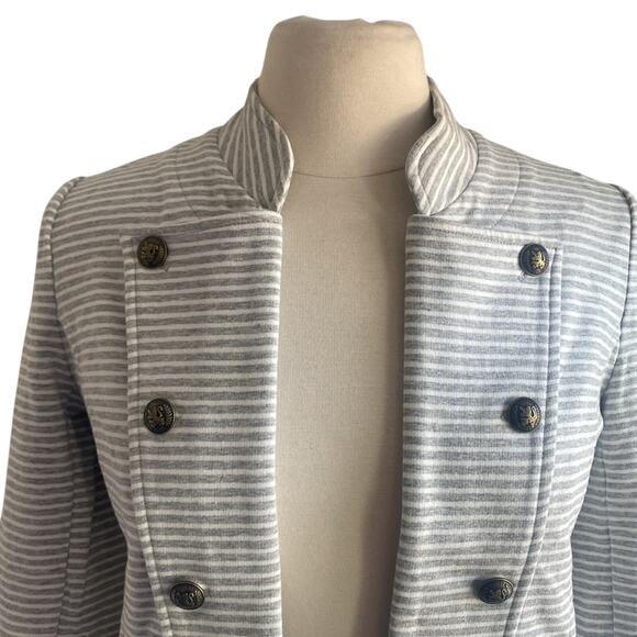 TOMMY HILFIGER Military Jacket Womens Sz Small Grey Striped Knit - Picture 3 of 6